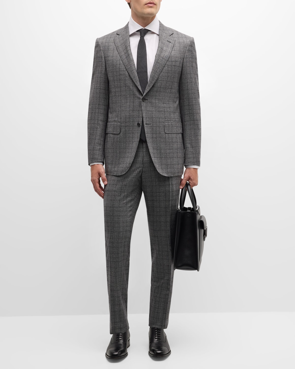 Canali Men's Prince Of Wales Wool Suit In Black