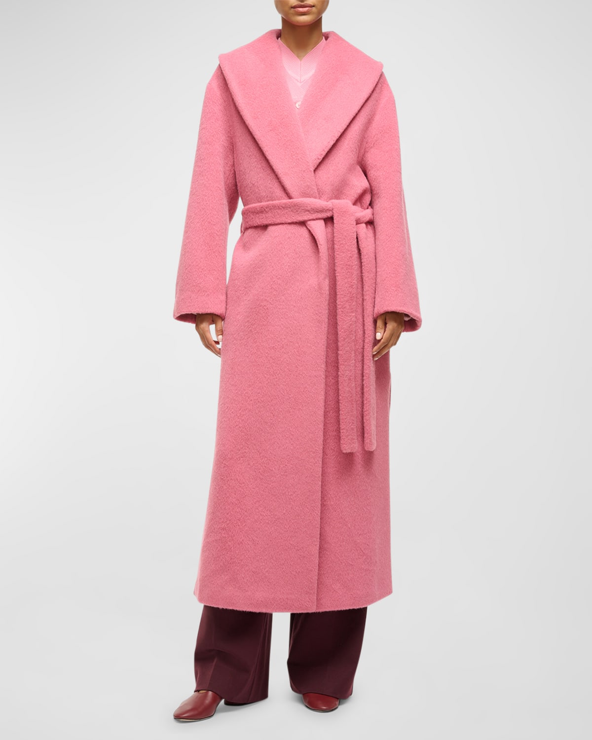 Staud Dakota Wool Coat In Damask Pink