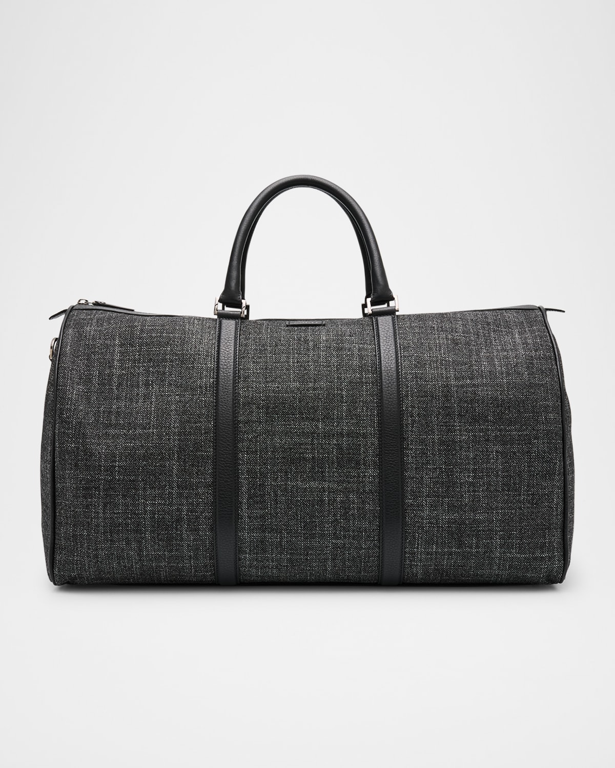 Canali Men's Melange Leather-trim Duffel Bag In Grey