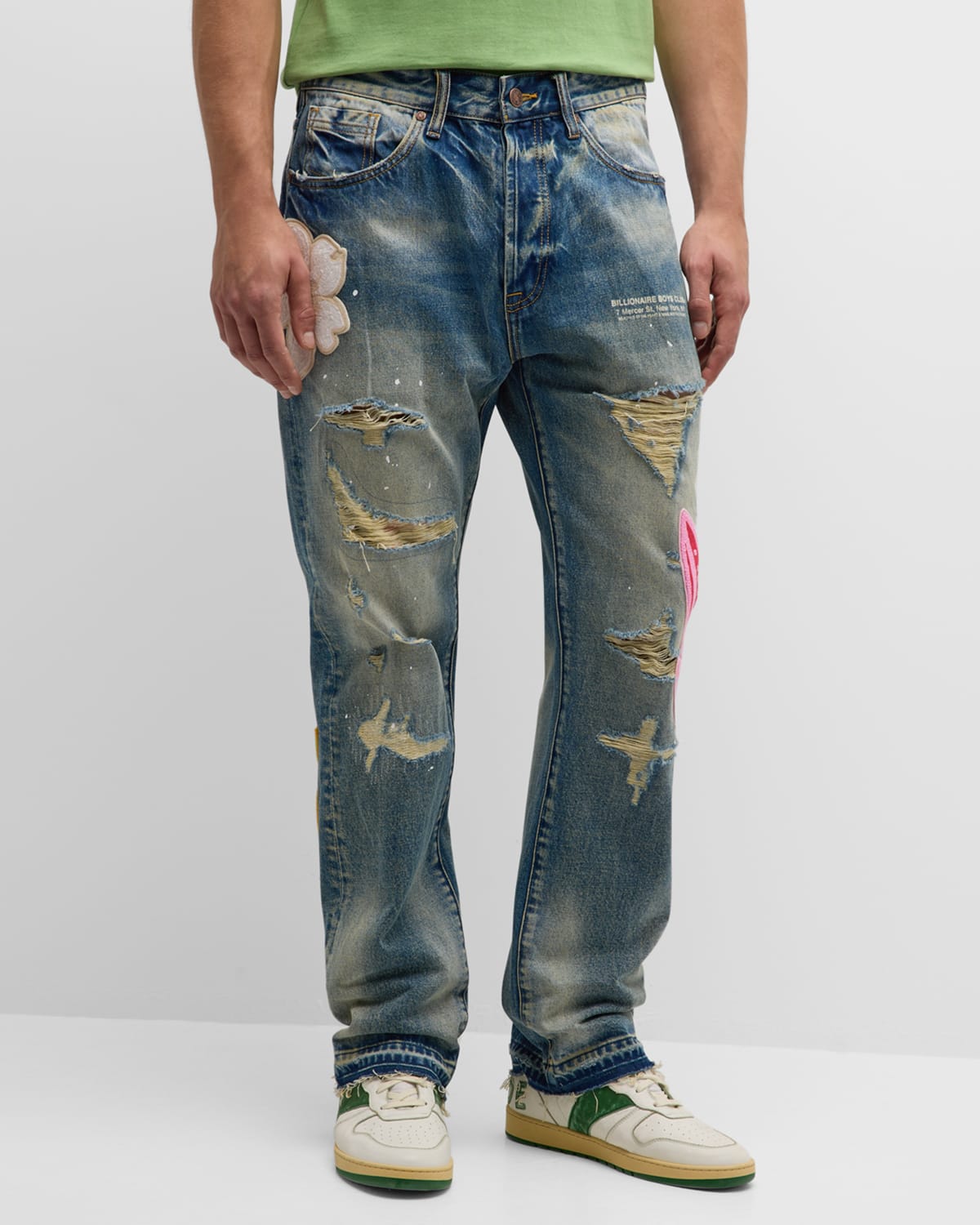 Billionaire Boys Club Men's Pacific Distressed Jeans With Patches In Blue