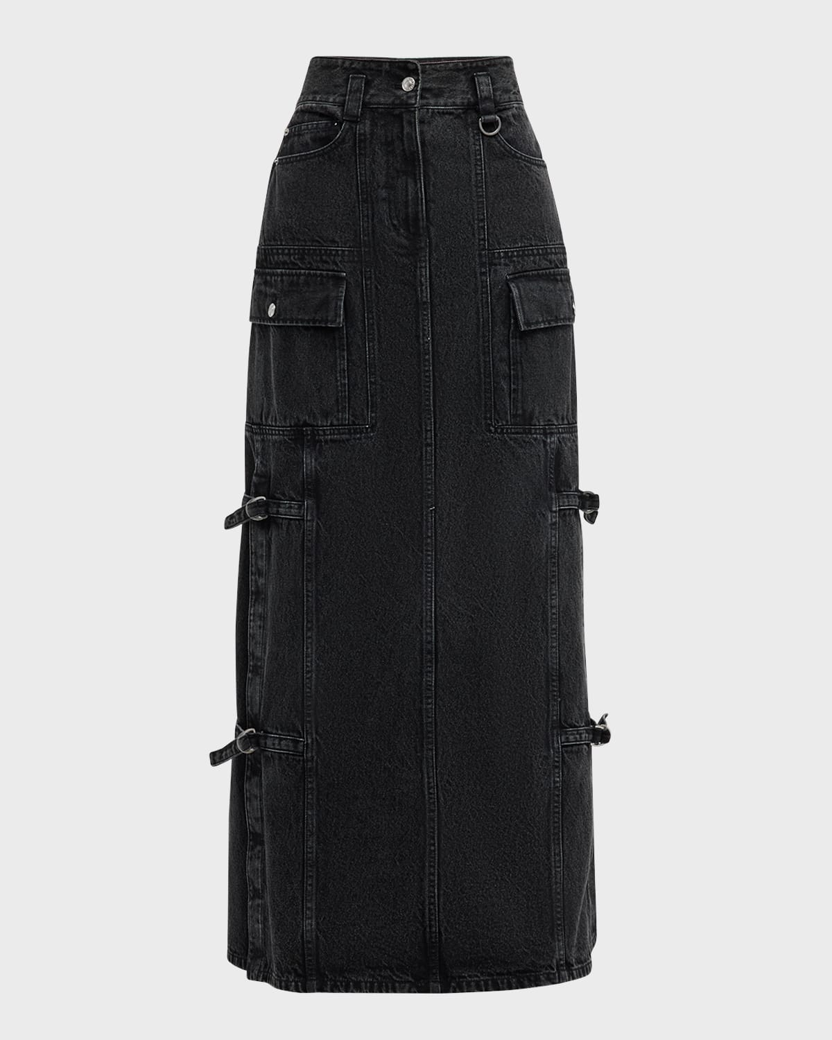 3.1 Phillip Lim Denim Utility Maxi Skirt In Black