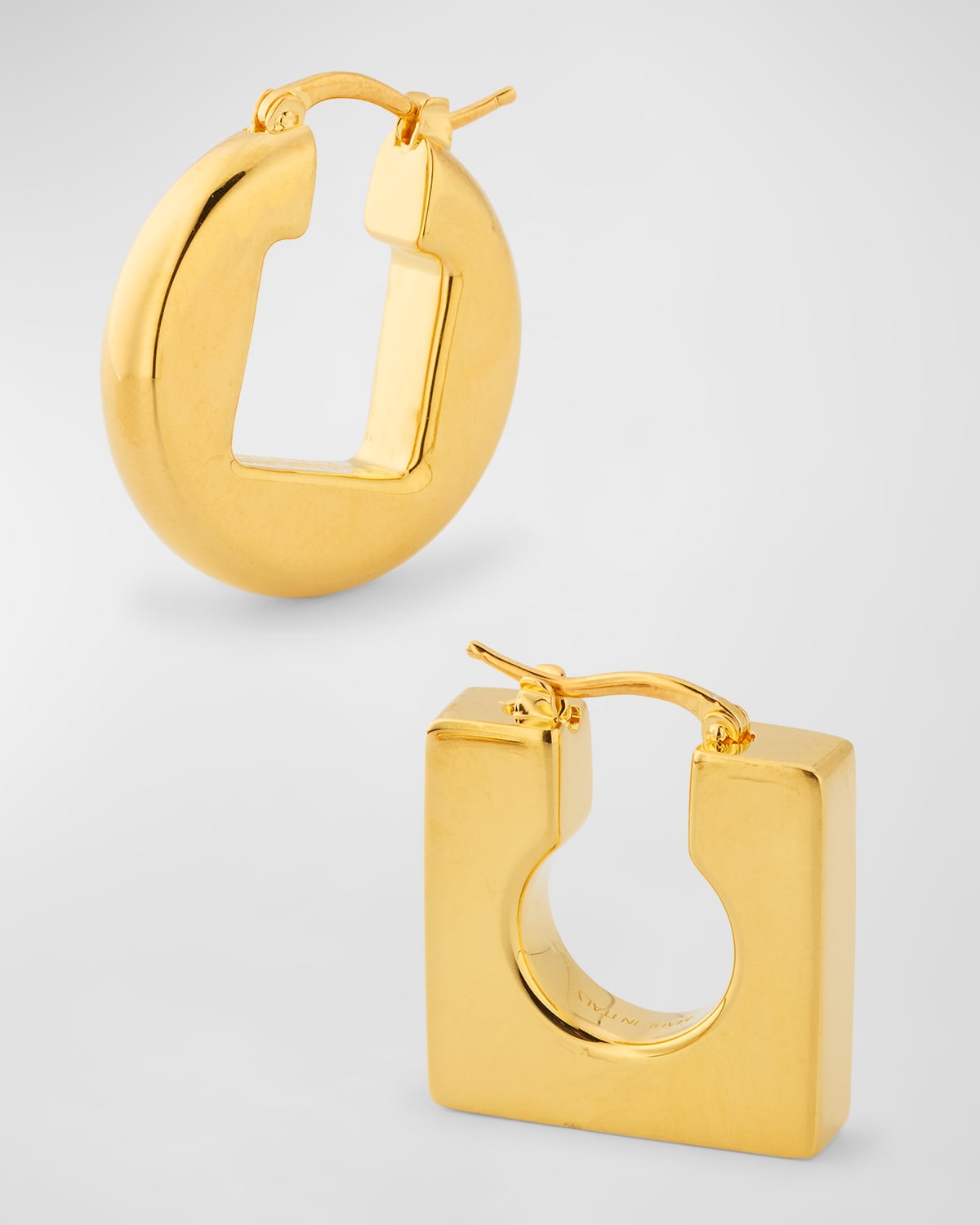 Jacquemus Les Boucles Rond Carre Earrings, Light Gold