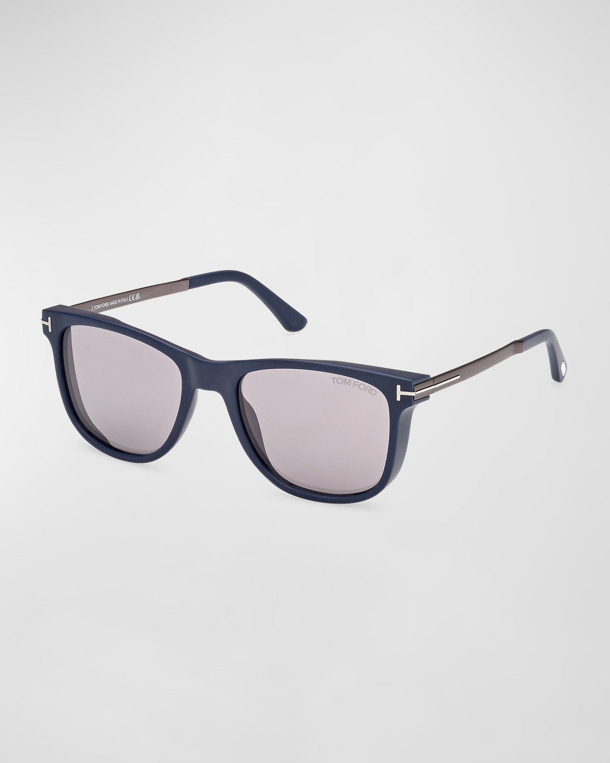Shop Tom Ford Mirrored Acetate Square Sunglasses In Matte Navy Blue Silver Smoke Mirror Lenses