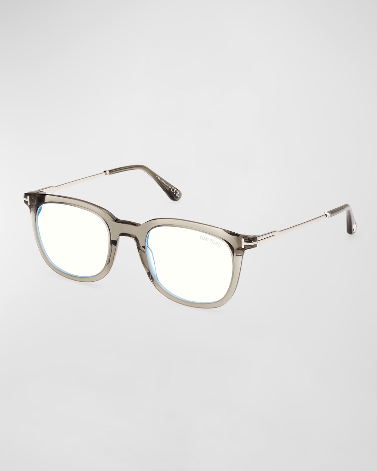 Tom Ford Blue Blocking Acetate Mixed-media Square Glasses In Gray