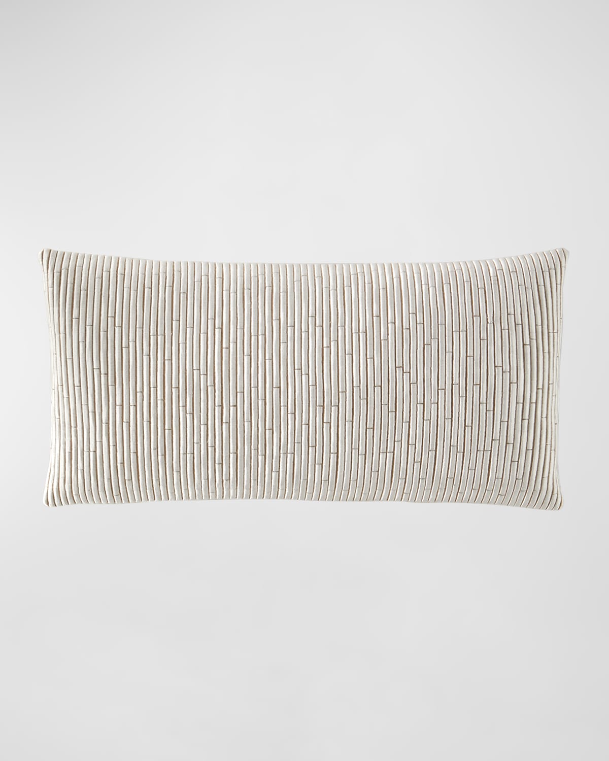 Donna Karan Home Embroidered Block Decorative Pillow, 11" X 22" In Linen