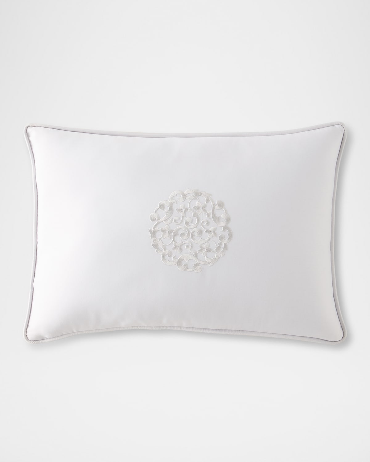 Sferra Storia Decorative Pillow, 12" X 18" In White/lunar