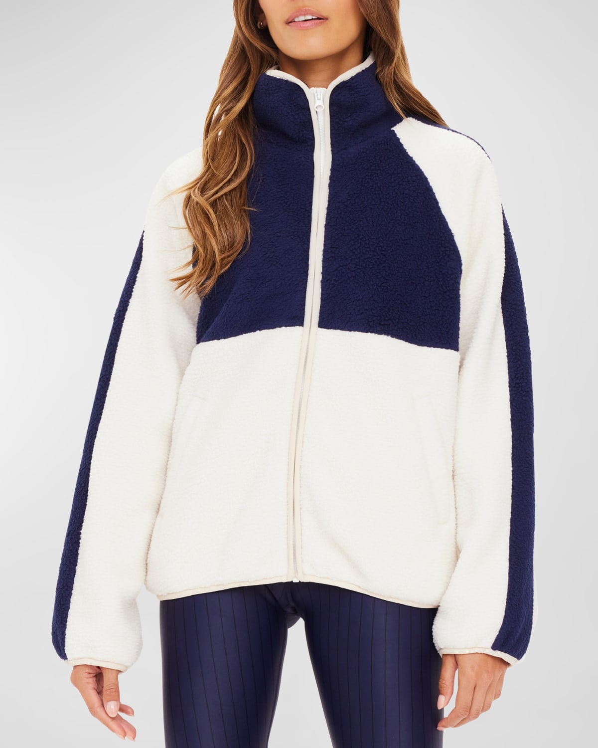 The Upside Harlow Colorblock Fleece Zip-front Jacket In Neutral