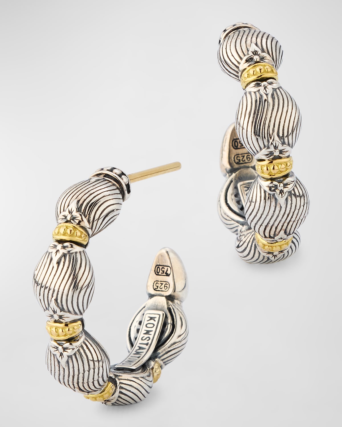 Konstantino Silver and Gold Hoop Earrings Smart Closet