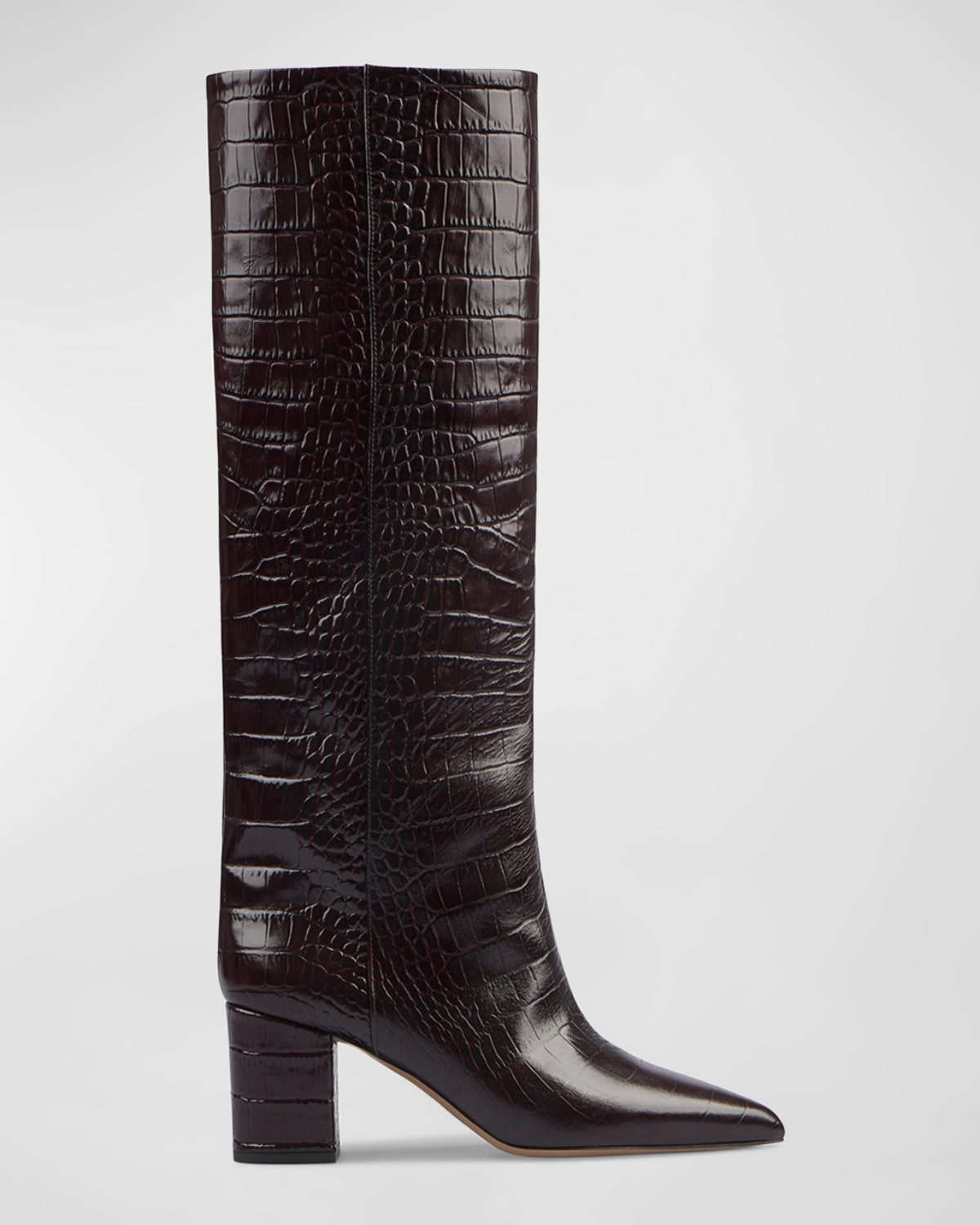 Anja Knee-High Croc-Embossed Leather Boots