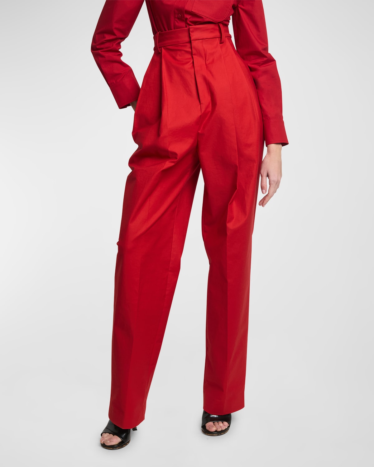 Curzio Super High-Rise Pleated Straight-Leg Pants