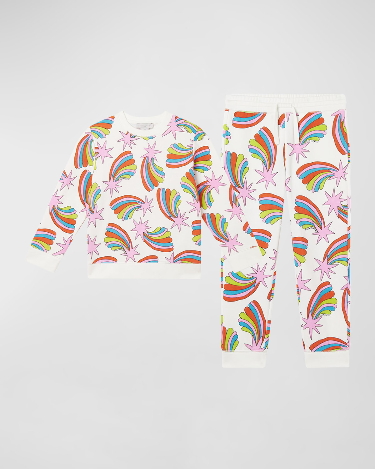 Shop Stella Mccartney Girl's Shooting Stars-print Two-piece Tracksuit In White/multi