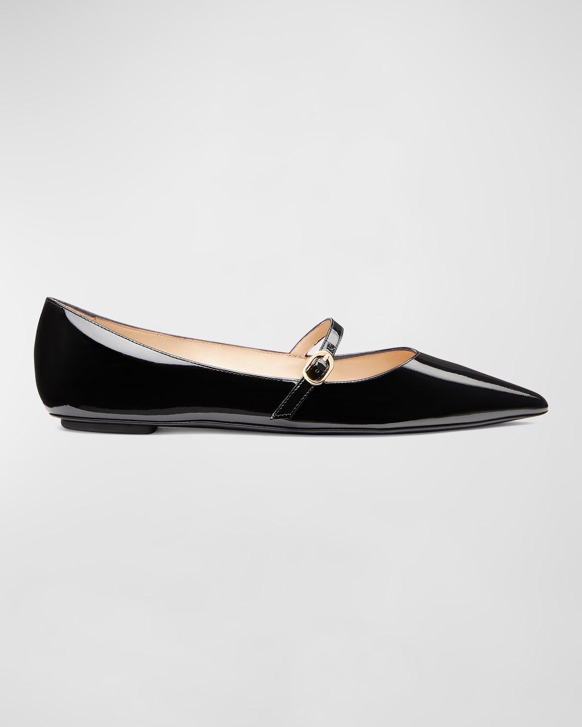 Shop Stuart Weitzman Emilia Patent Mary Jane Ballerina Flats In Black
