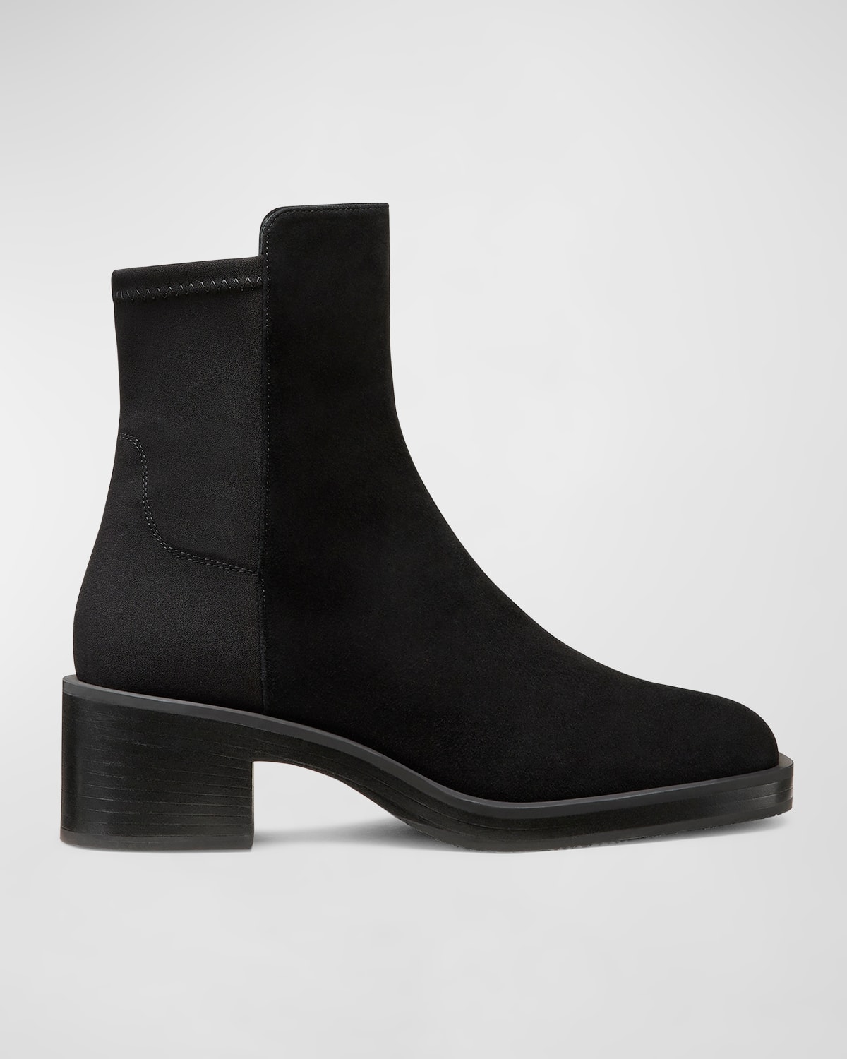 Stuart Weitzman Kaia Stretch Suede Ankle Booties In Black