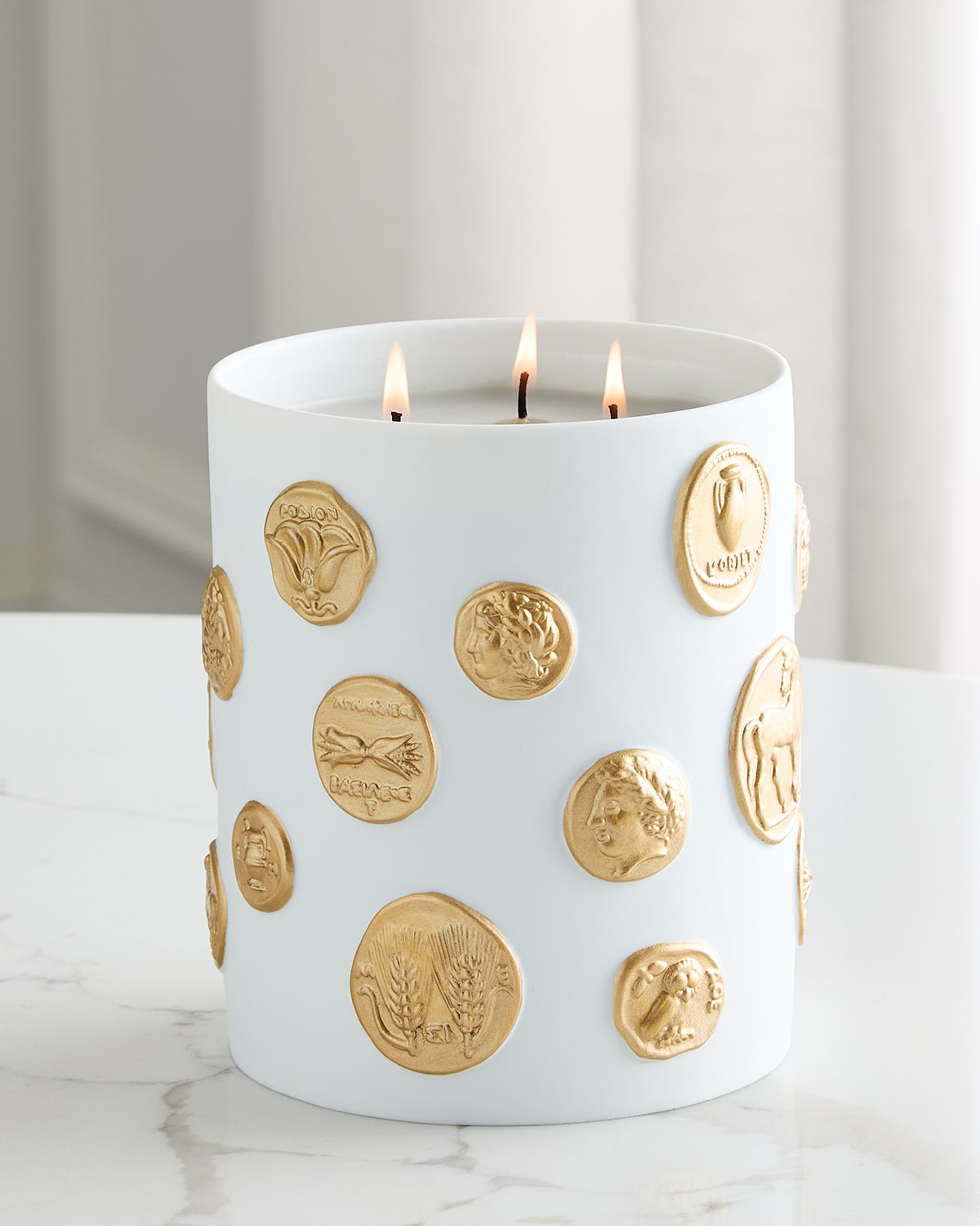 L'objet Mdaille 3-wick Candle In Whitegold