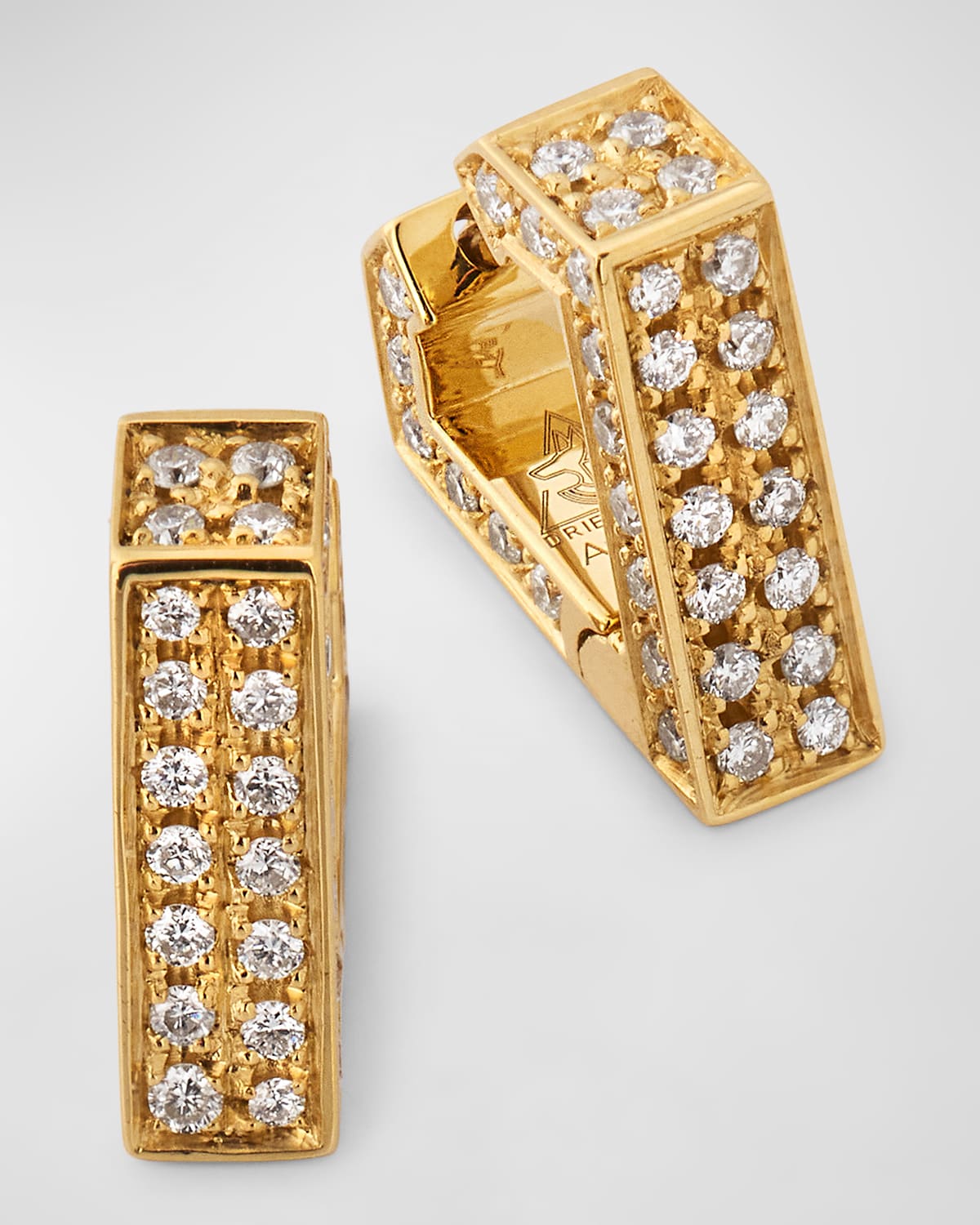18K Yellow Gold White Diamond Brute Mini Earrings