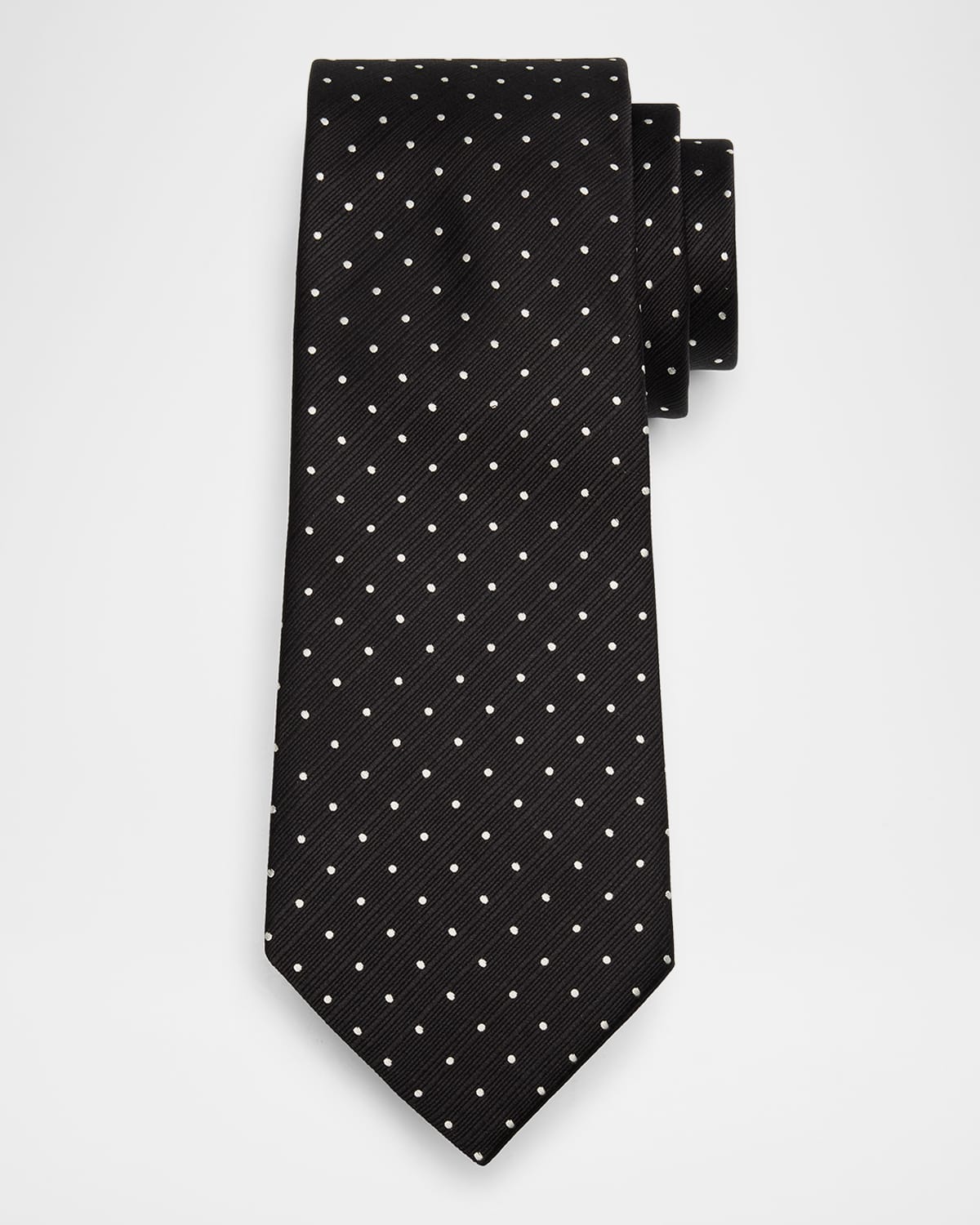 Tom Ford Men's Polka Dot Silk Tie In Black