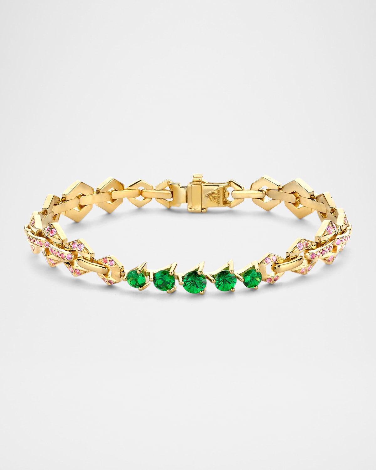 18K Yellow Gold Flow Bond Bracelet with Pavé Tsavorite and Amethyst
