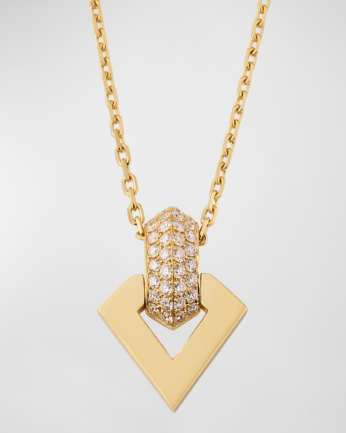 18K Yellow Gold White Diamond Brute Pendant Necklace