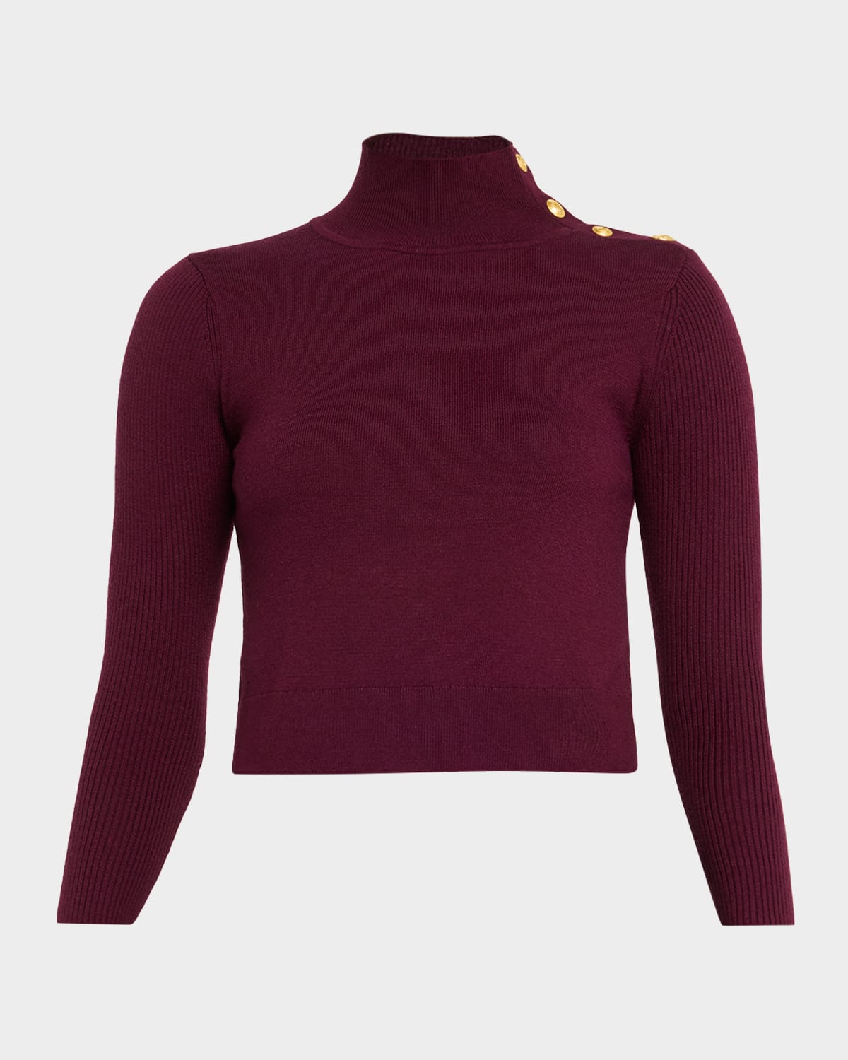 L'agence Kamdyn Cropped Mock-neck Sweater In Burgundy