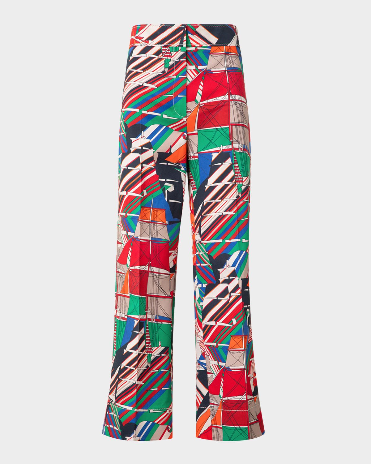 AKRIS PUNTO CHIEKO DENIM SEA CLIPPER PRINT CROPPED PANTS 