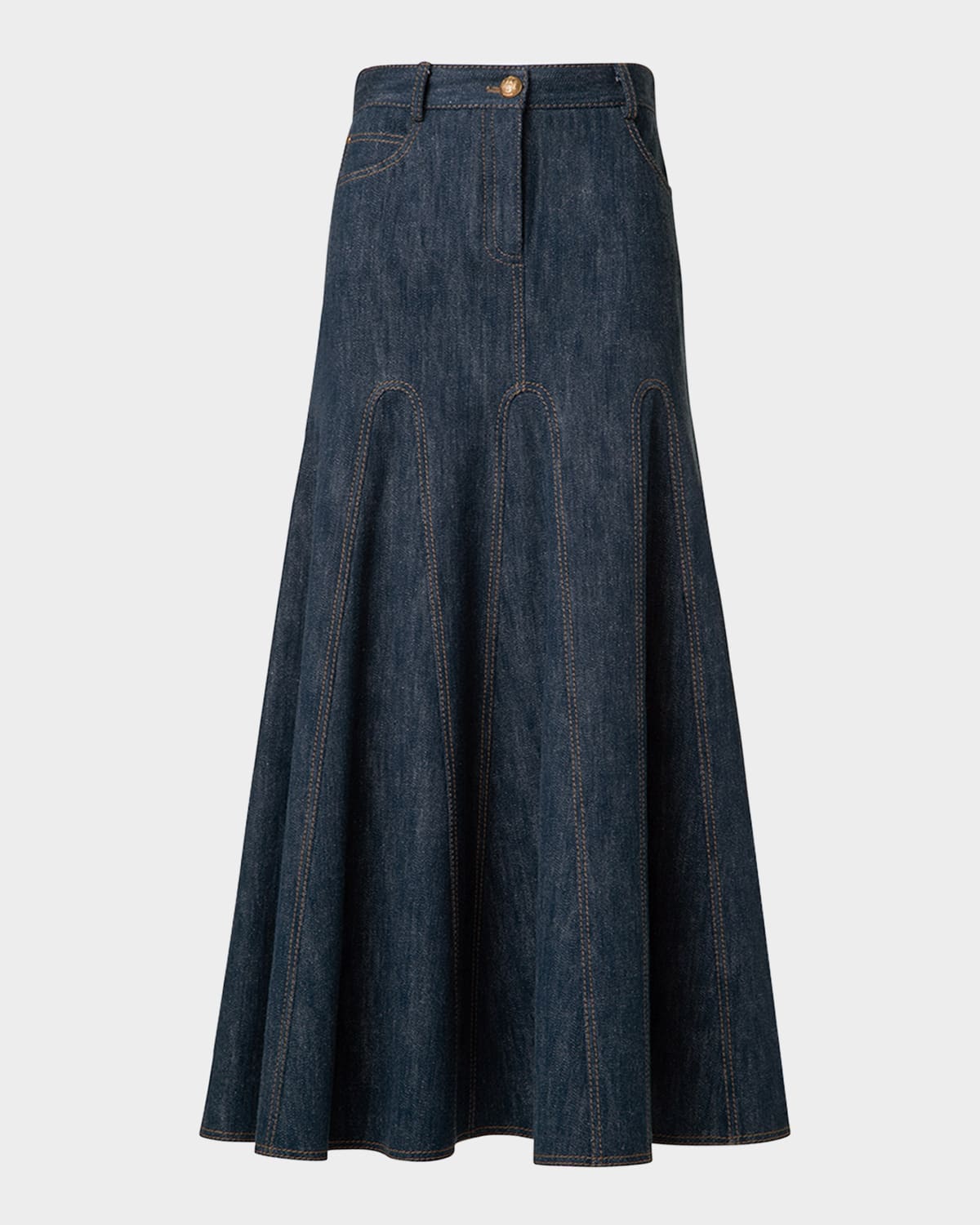Akris Punto Cotton Wool Denim Midi Skirt In Navy Denim