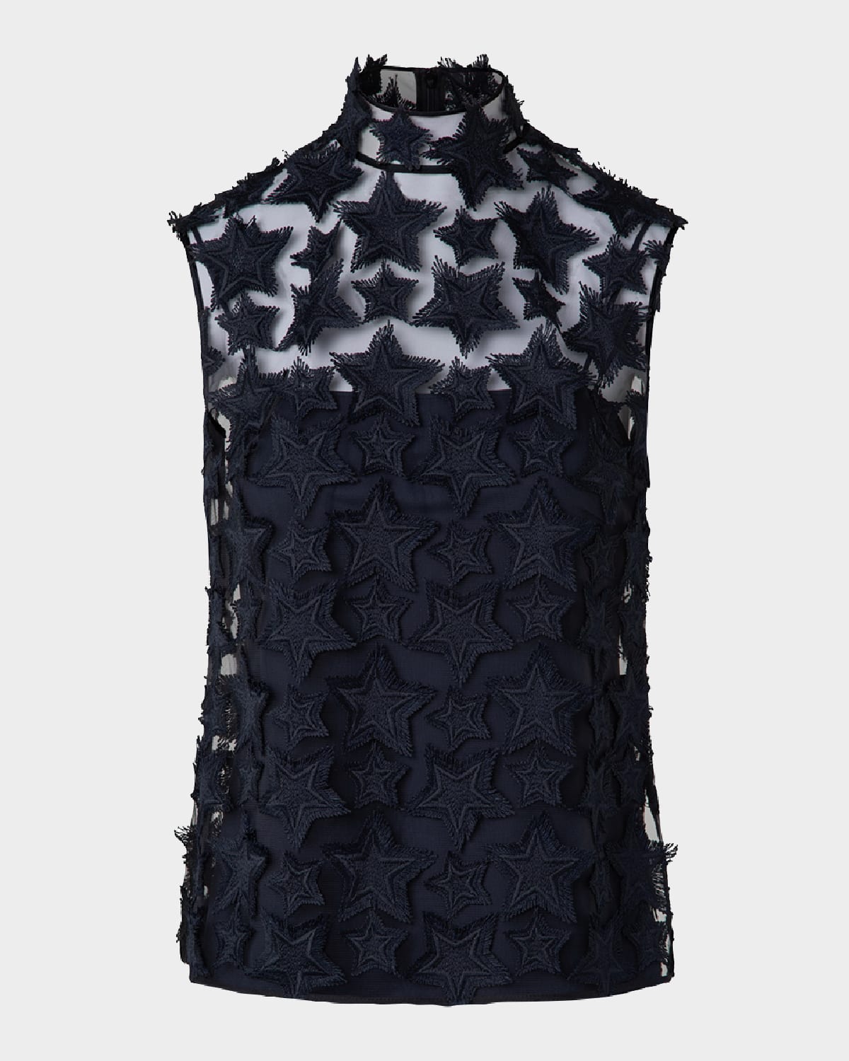 Akris punto 3D Star Embroidery Tulle Blouse