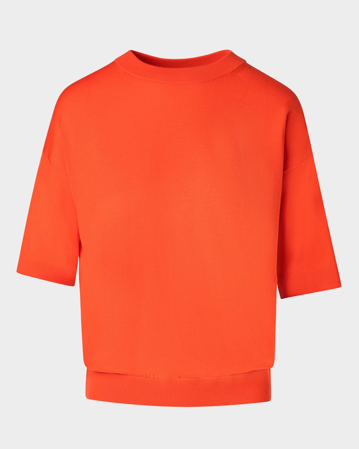 Akris Punto Short-sleeve Boxy Blouson Knit Sweater In Orange