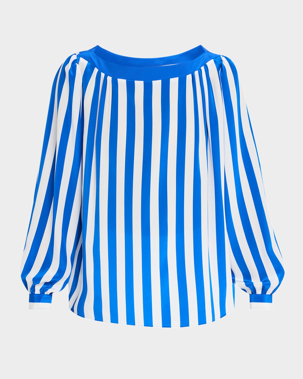 Striped Silk Long-Sleeve Blouse