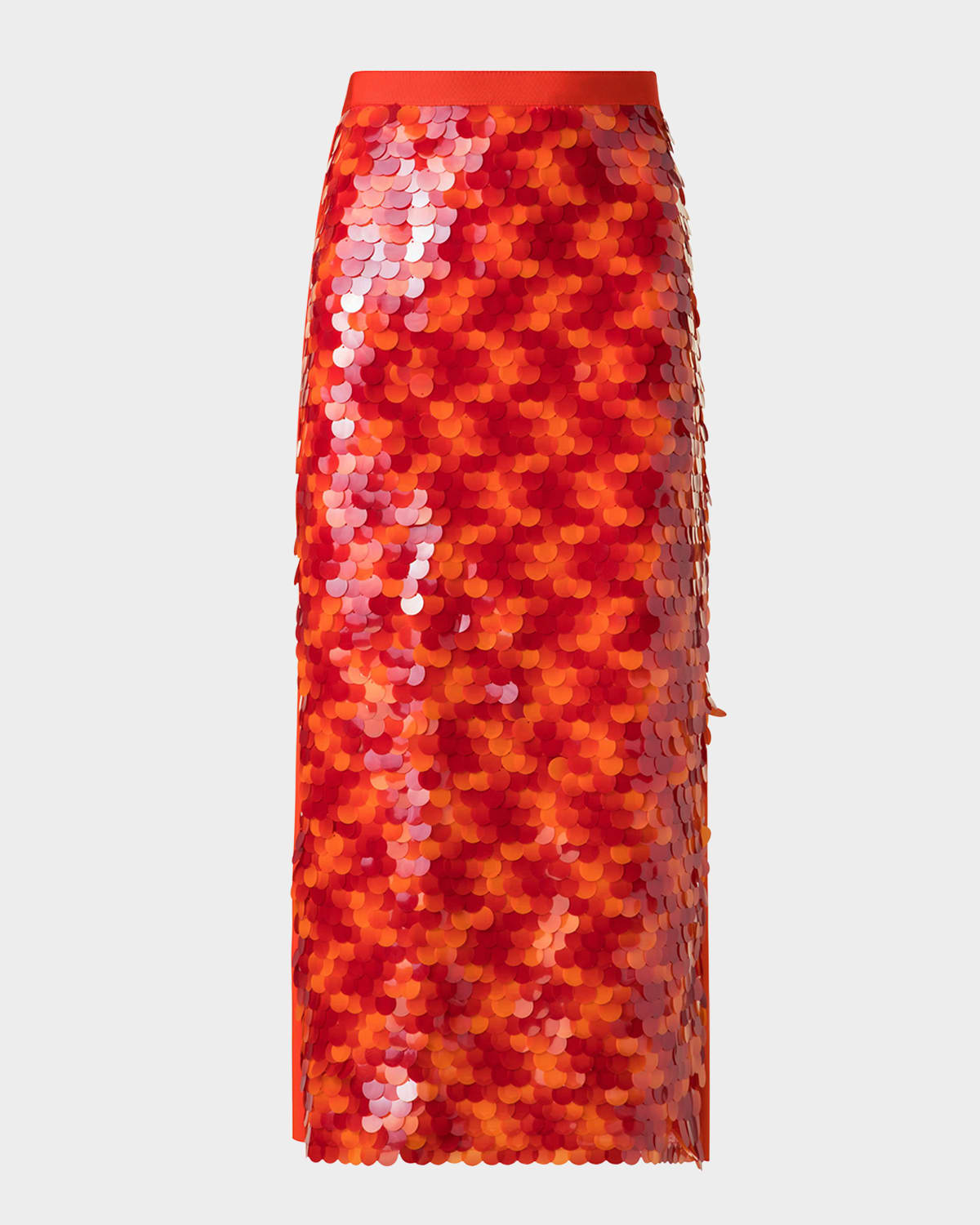 Akris Punto Mix Media Lasercut Dot Sequined Midi Skirt In Orange