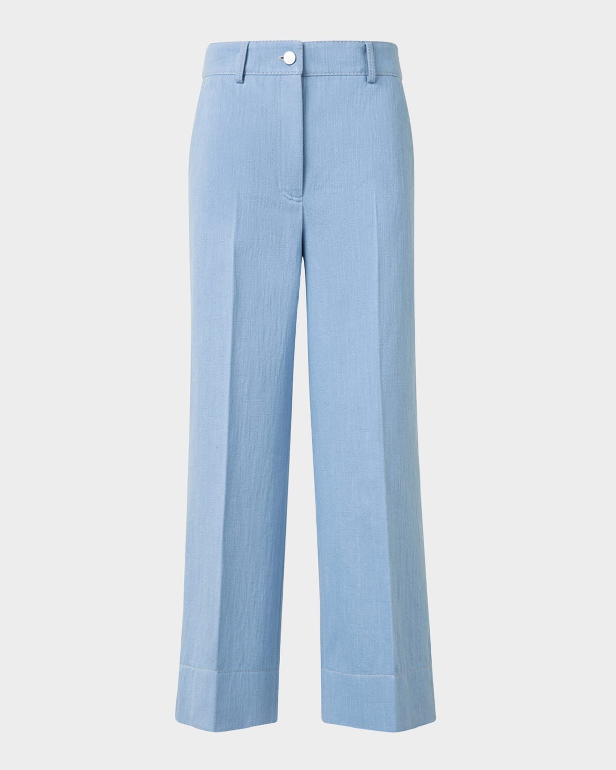 Akris Punto Chiara Wide Leg Cotton Wool Denim Pants In Sky