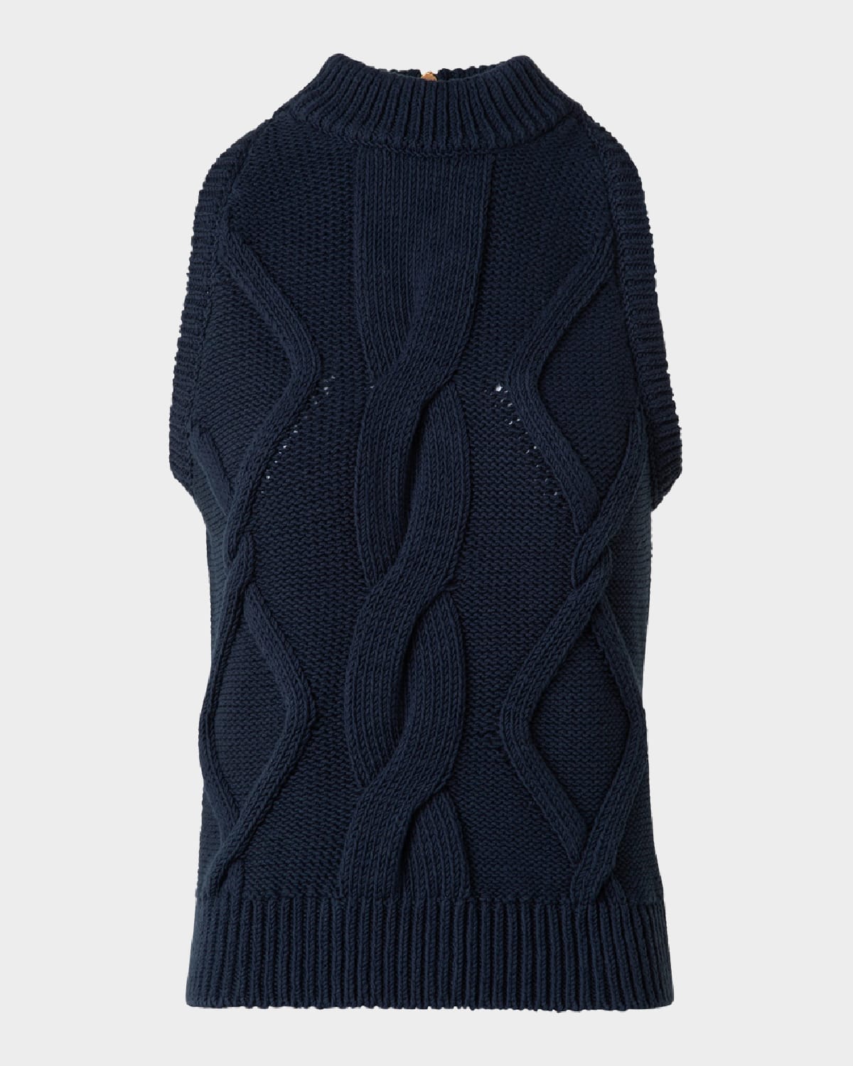 Akris Punto Mock-neck Chunky Cotton Cable-knit Tank Top In Navy