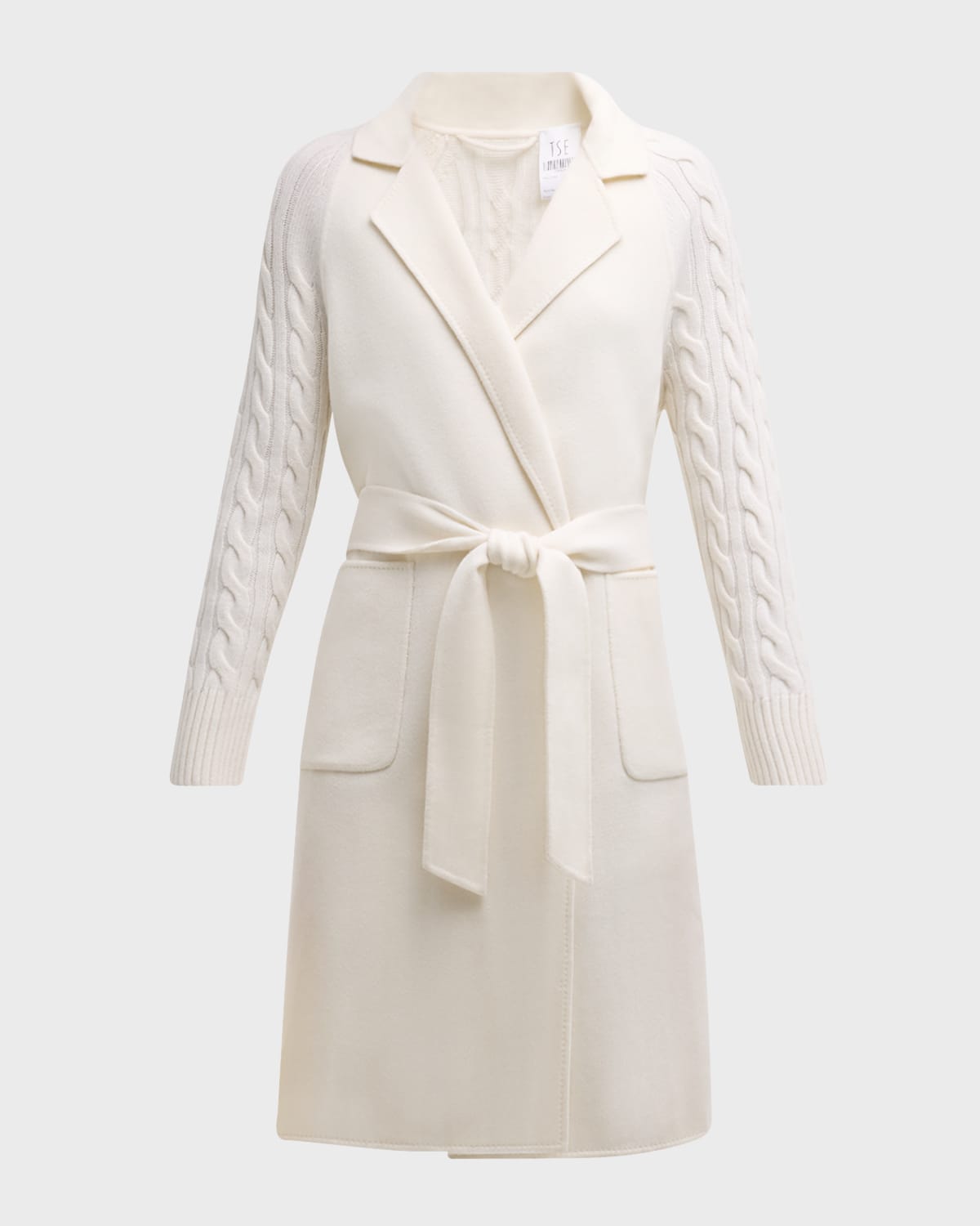 Double-Face Cable-Knit Cashmere Coat
