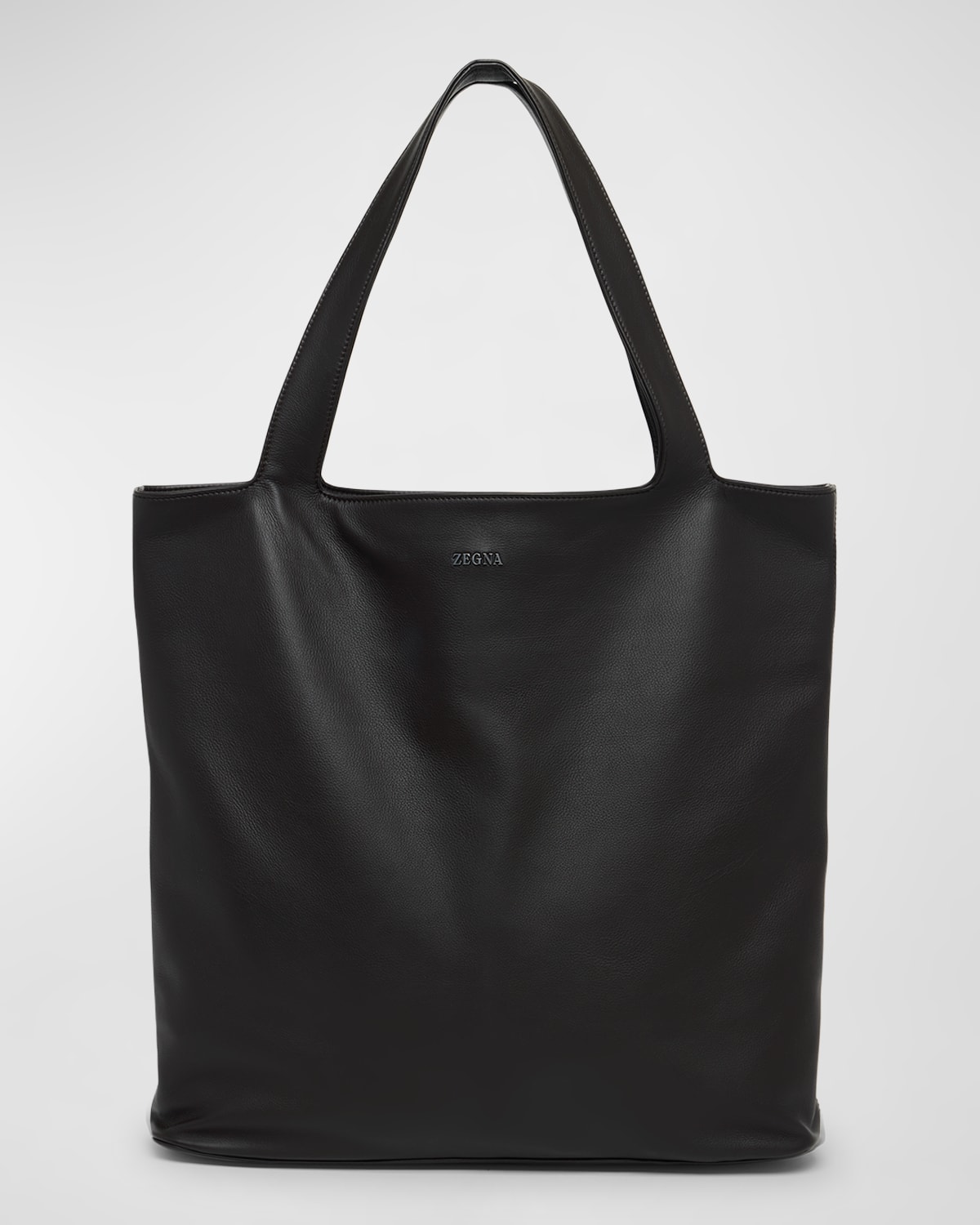 Zegna Men's Soft Leather Tote Bag In Dk Brw Sld