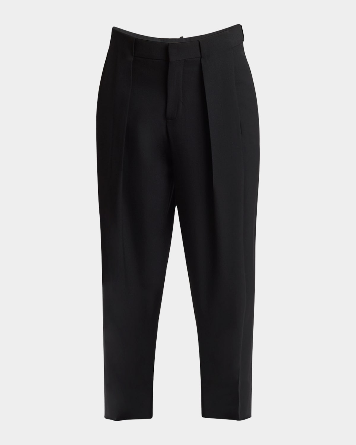 BALMAIN MEN'S PLEATED WOOL PANTS 
