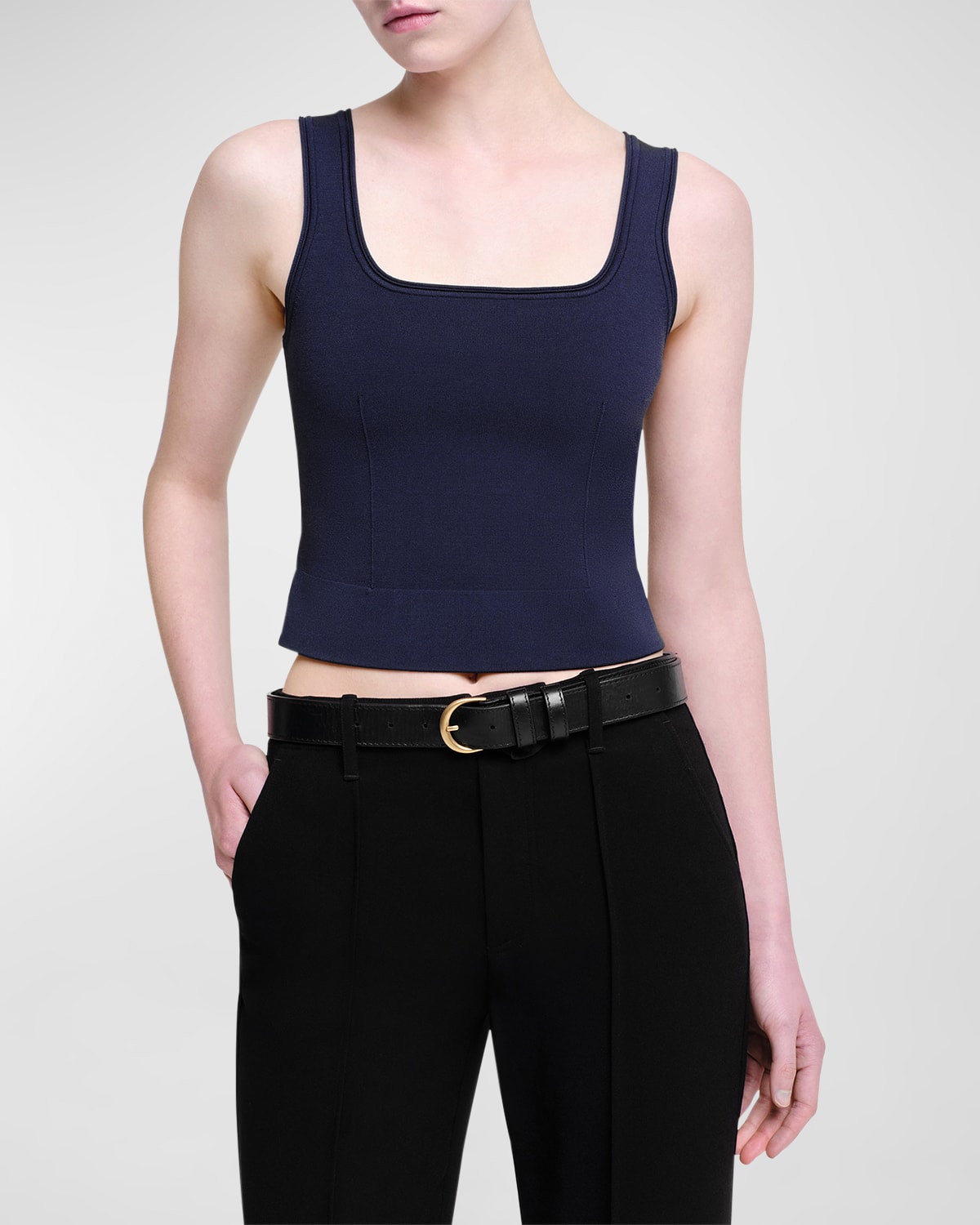 Shop Simkhai Ramaina Square-neck Tank Top In Midnight