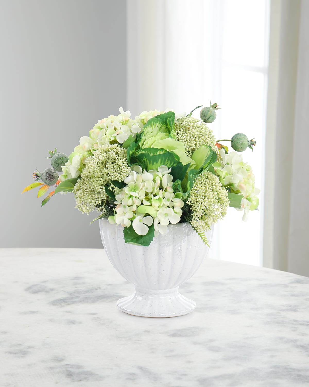 John-richard Collection Napa Garden 13" Faux Floral Arrangement In Vase In White