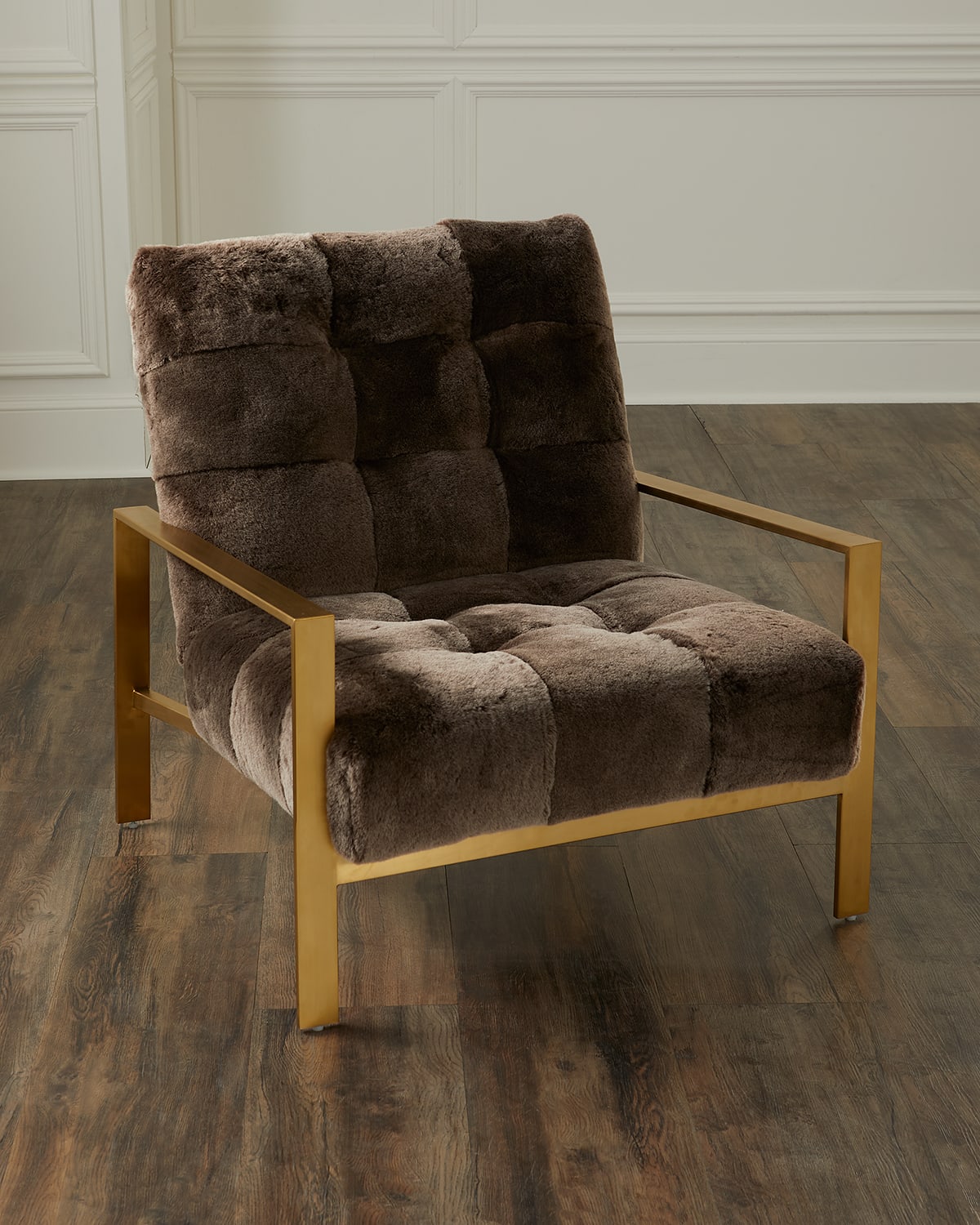Massoud Bondi Shearling Lounge Chair In Brown