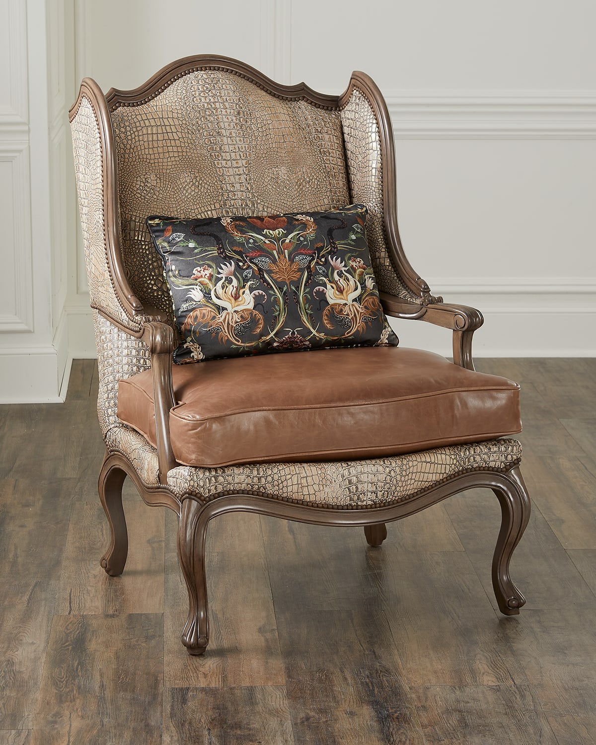 MASSOUD BASTIAN LEATHER WINGBACK CHAIR 