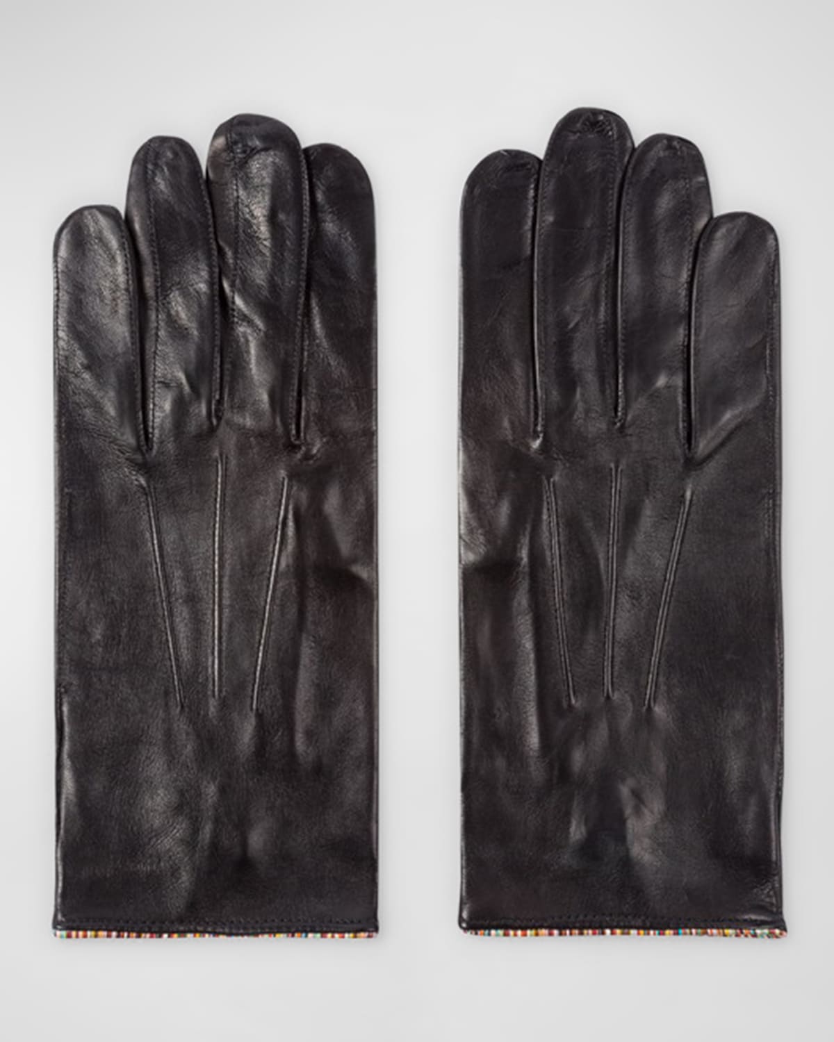 Men's Striped-Piping Leather Gloves
