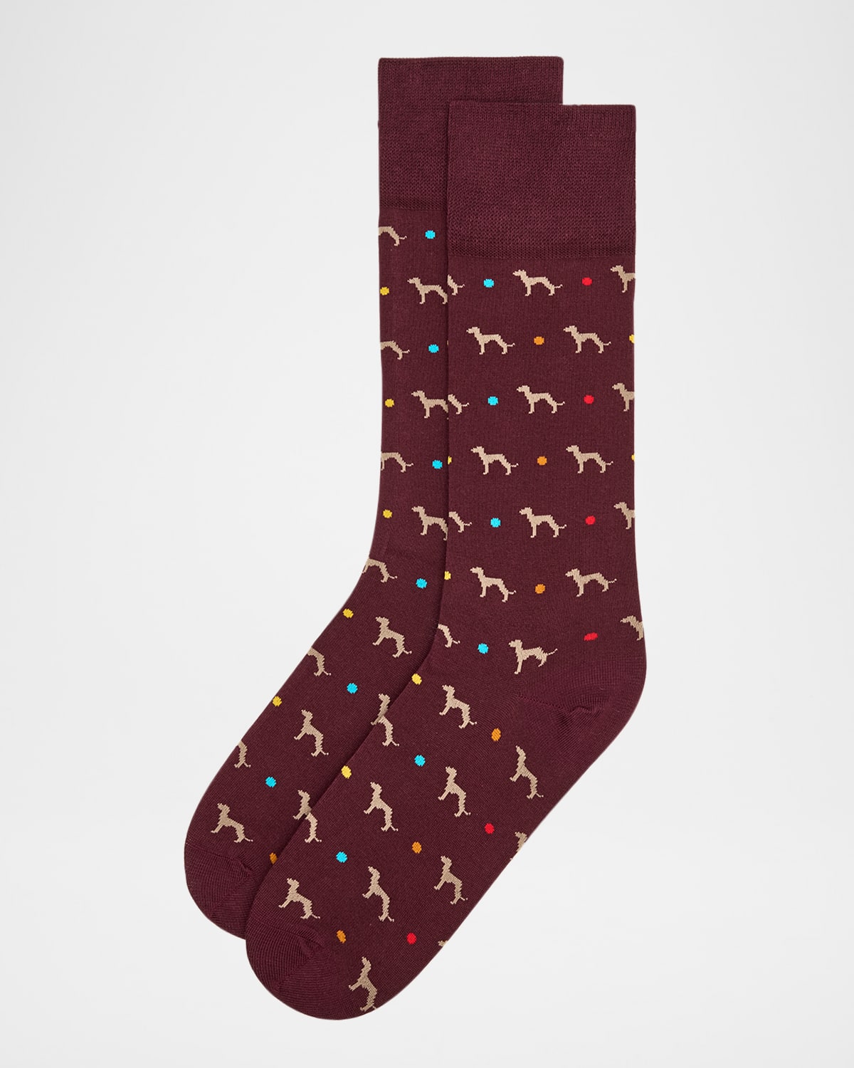 Paul Smith Men's Hank Whippet-print Crew Socks In Burgundy
