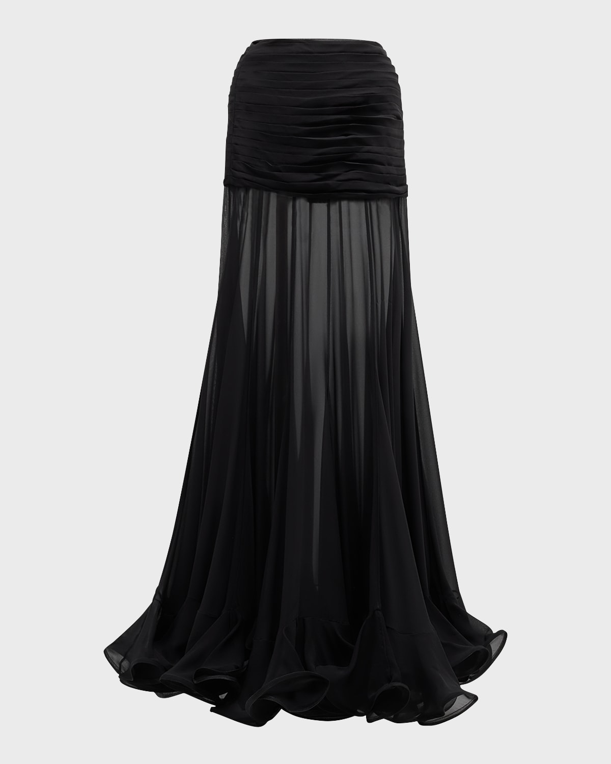 Zimmermann Illustration Flounce Ruffled Silk Maxi Skirt In Black