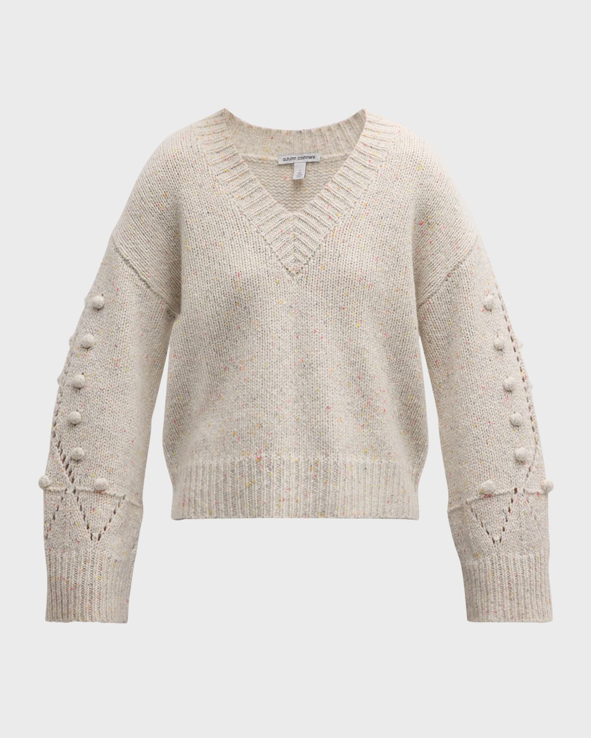 AUTUMN CASHMERE CHUNKY POINTELLE-SLEEVE CASHMERE SWEATER 
