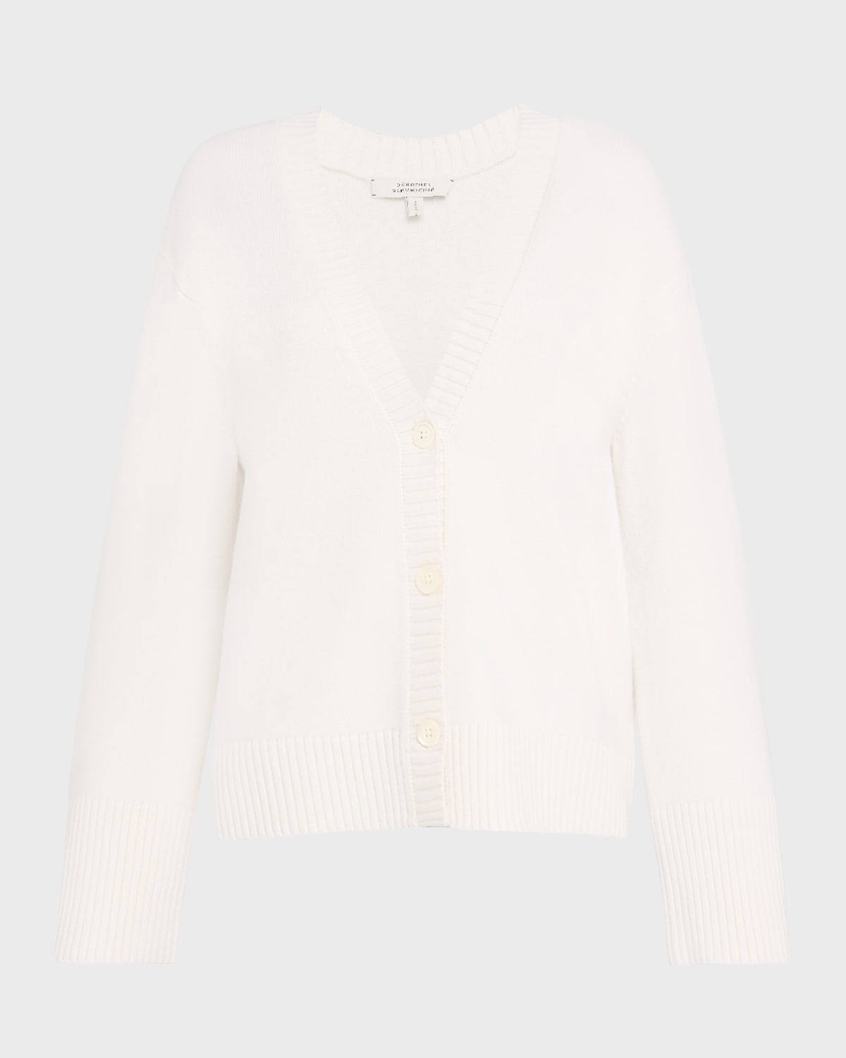 Dorothee Schumacher Luxury Comfort Button-down Cashmere Cardigan In Lily White