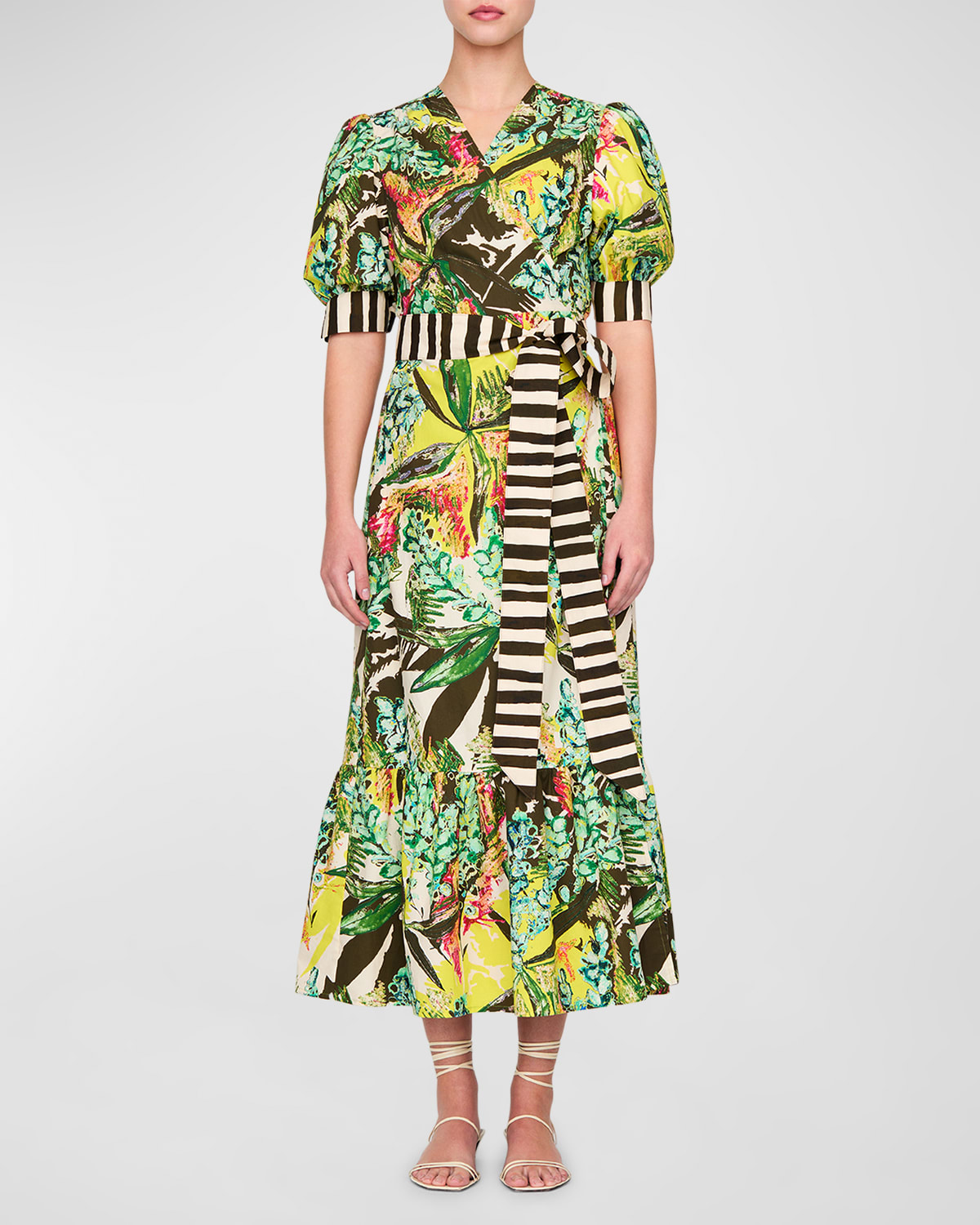 Rita Floral-Print Flounce Maxi Wrap Dress
