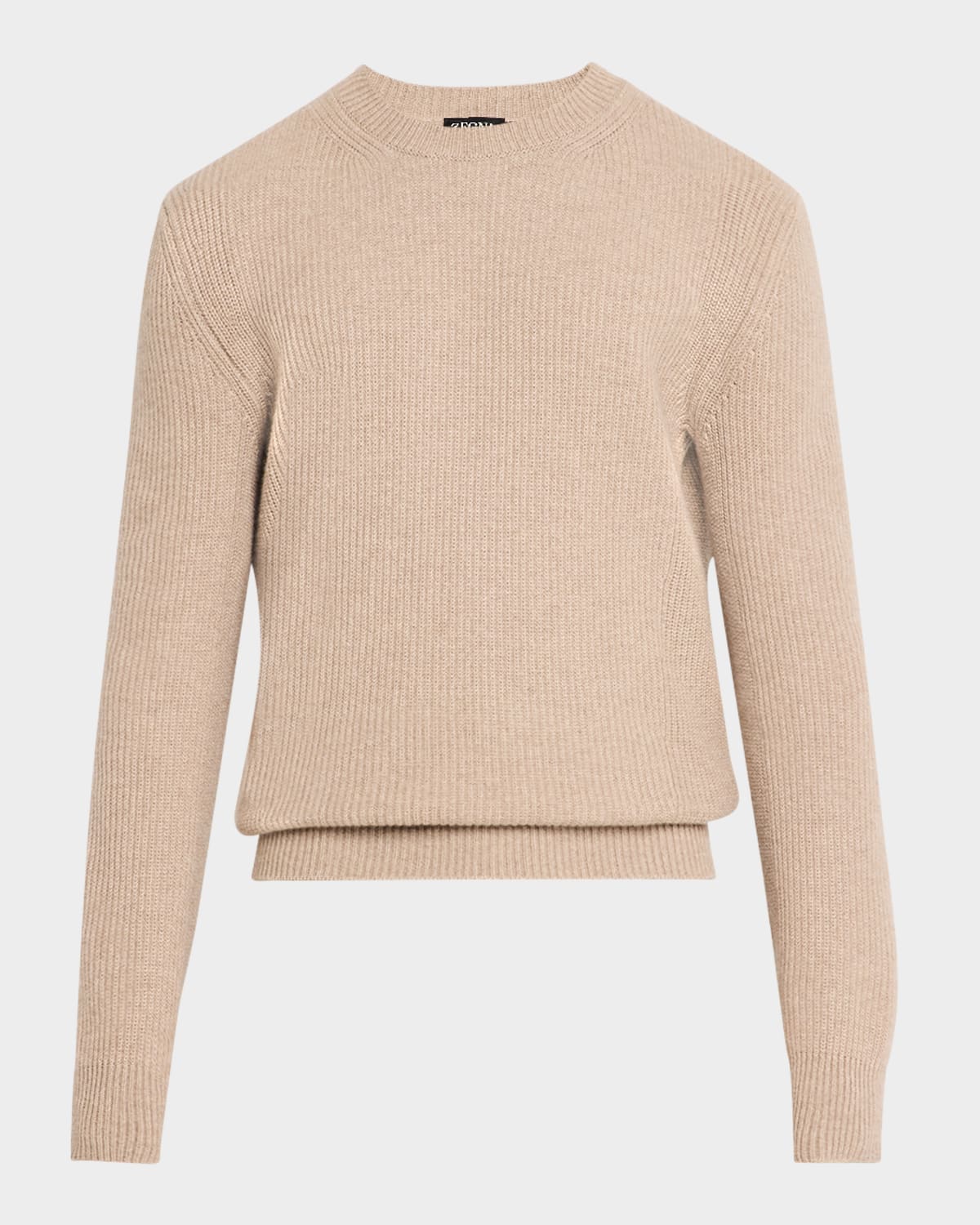 Zegna Oasi Cashmere Crewneck Sweater In Lt Bge Sld