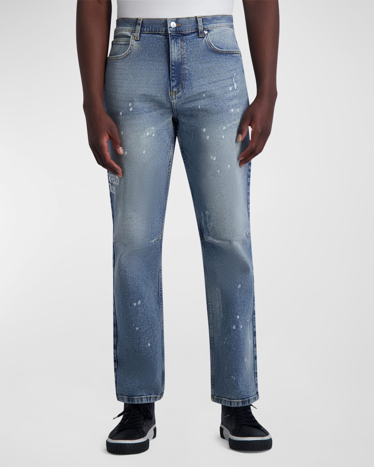 Shop Karl Lagerfeld Men's Paint-splatter Jeans In Blue
