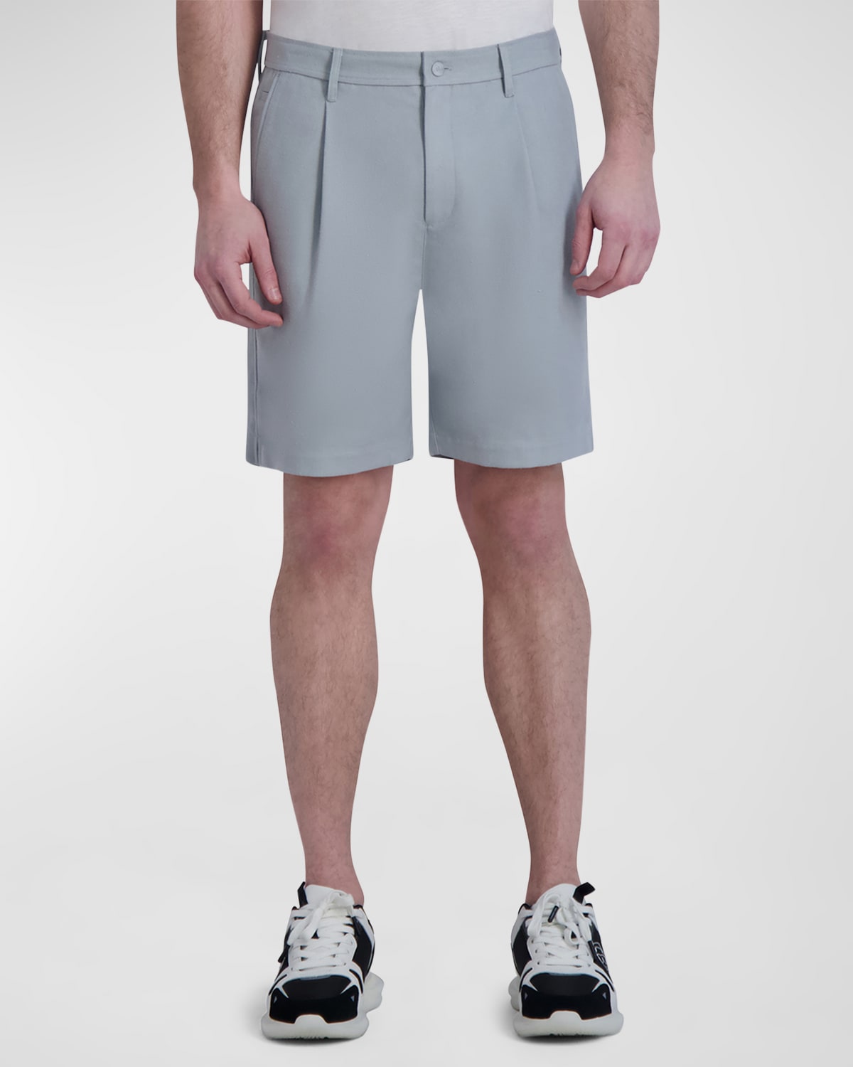 Shop Karl Lagerfeld Men's Solid Pleated Shorts In Grey