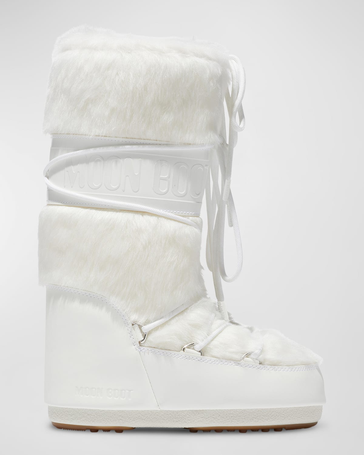 Shop Moon Boot Icon Faux Fur Tall Snow Boots In Optical White