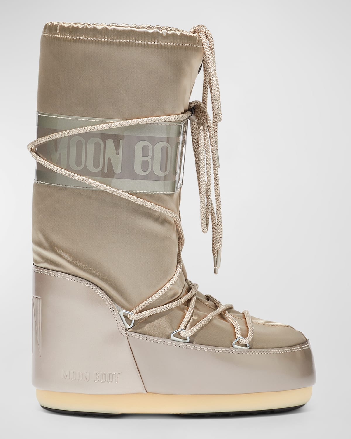 Moon Boot Moonboot Metallic Boots With Lace-up Design In Platinum