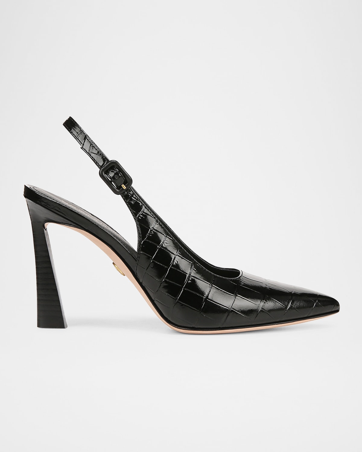 Veronica Beard Callie Pointed Toe Slingback Pump In Black Croco Print Leather